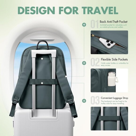 Women’s Water-Resistant Laptop Backpack Multi-Compartment for Work Travel main image 5